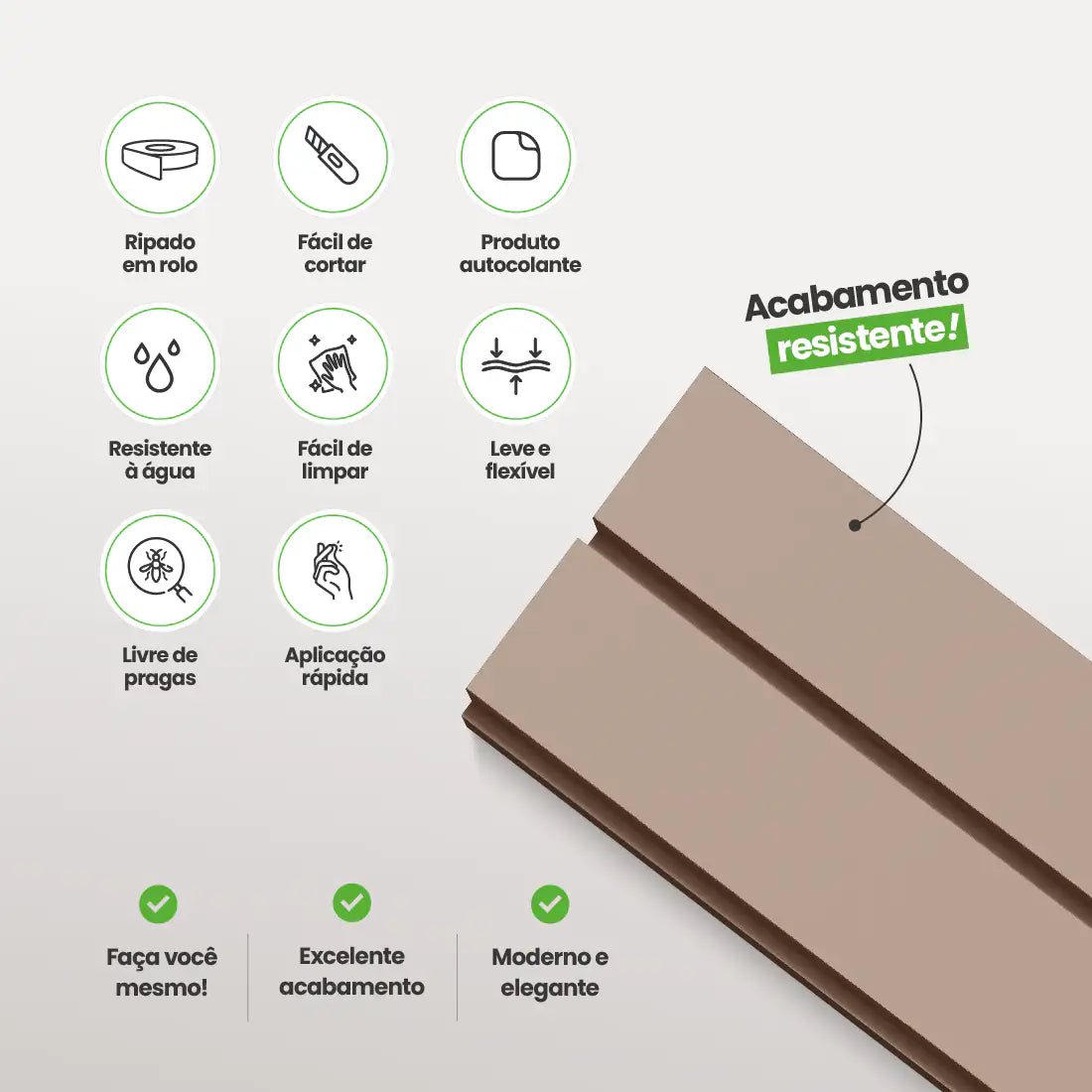 Painel Ripado Laminado de EVA Autocolante | Linha Play+-Meu-Rodape--