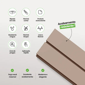 Painel Ripado Laminado de EVA Autocolante | Linha Play+-Meu-Rodape--