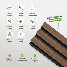 Meia Parede Ripada Autocolante Laminada | Linha Madeto-Meu-Rodape--