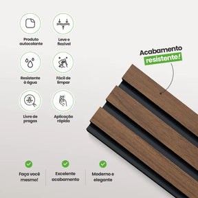 Kit Cabeceira Painel Ripado Autocolante | Linha Madeto-Meu-Rodape--