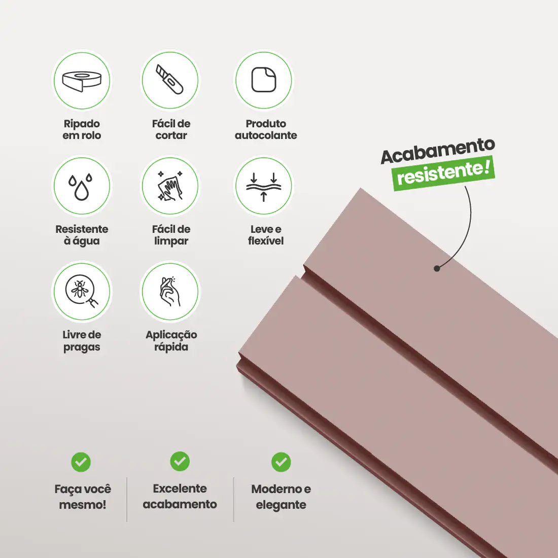 Painel Ripado Laminado de EVA Autocolante | Linha Play+-Meu-Rodape--