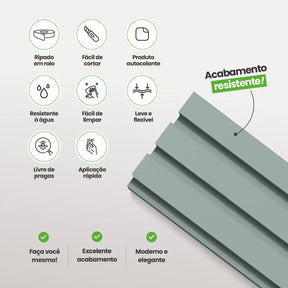Painel Ripado Laminado de EVA Autocolante | Linha Play-Meu-Rodape--