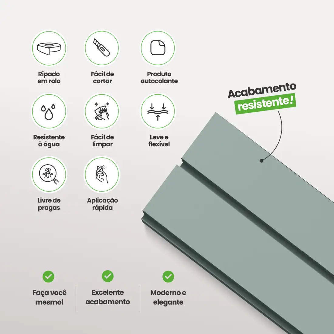 Painel Ripado Laminado de EVA Autocolante | Linha Play+-Meu-Rodape--