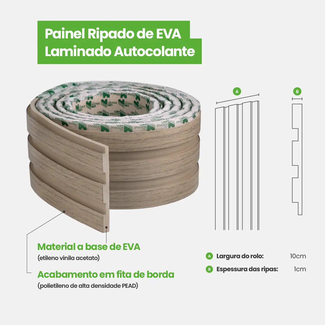 Meia Parede Ripada Autocolante Laminada | Linha Madeto-Meu-Rodape--