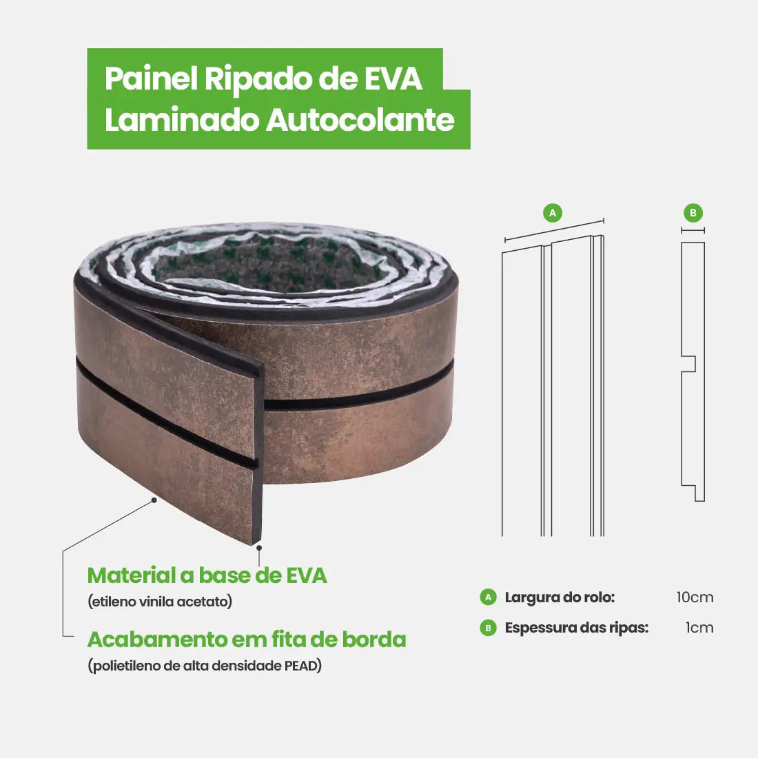 Painel Ripado Laminado de EVA Autocolante | Linha Urban+-Meu-Rodape--