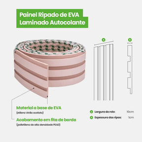 Painel Ripado Laminado de EVA Autocolante | Linha Play-Meu-Rodape--