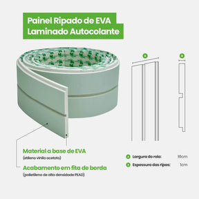 Painel Ripado Laminado de EVA Autocolante | Linha Play+-Meu-Rodape--