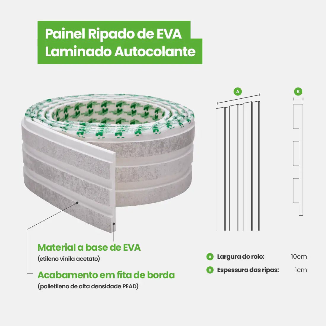 Painel Ripado Laminado de EVA Autocolante | Linha Urban-Meu-Rodape--