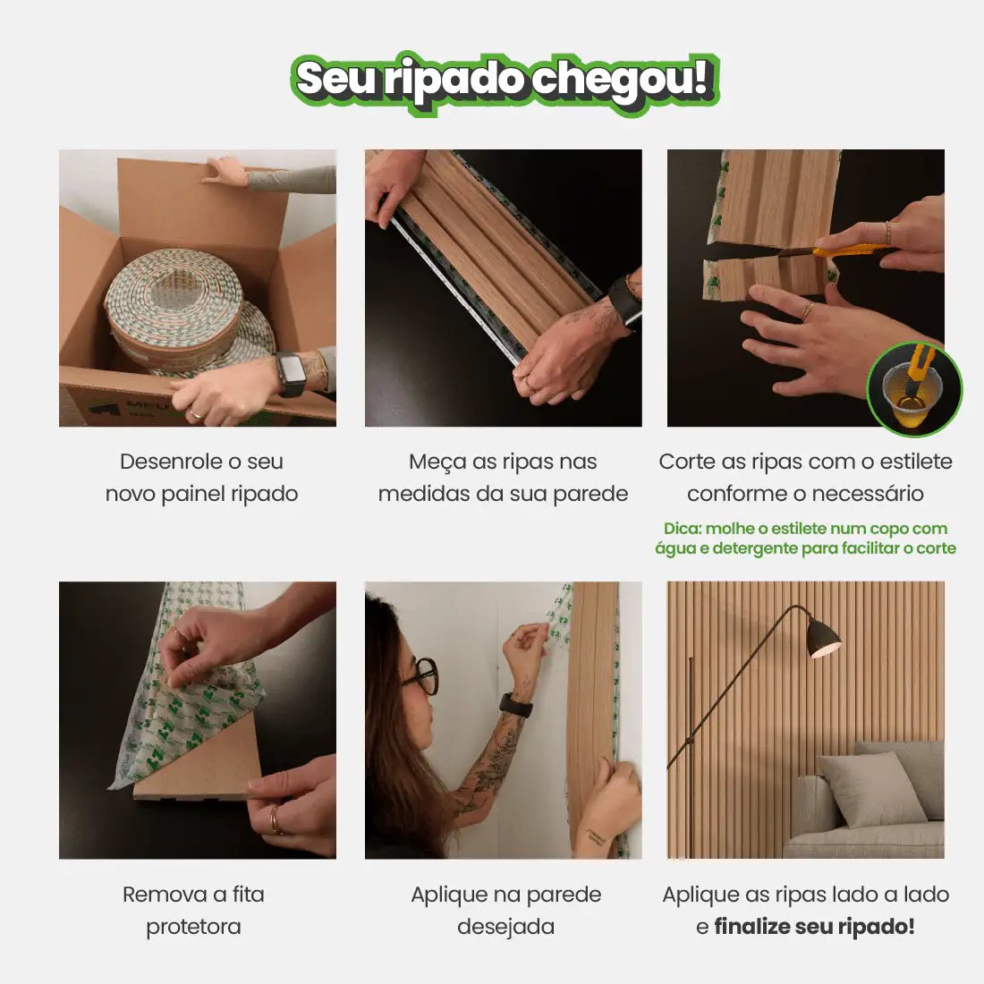 Meia Parede Ripada Autocolante Laminada | Linha Play-Meu-Rodape--