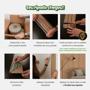 Meia Parede Ripada Autocolante Laminada | Linha Urban-Meu-Rodape--