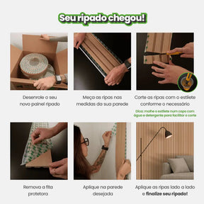 Meia Parede Ripada Autocolante Laminada | Linha Play +-Meu-Rodape--