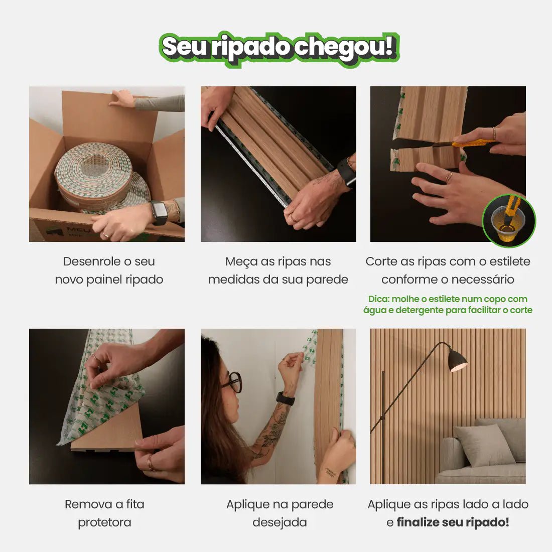 Meia Parede Ripada Autocolante Laminada | Linha Play-Meu-Rodape--