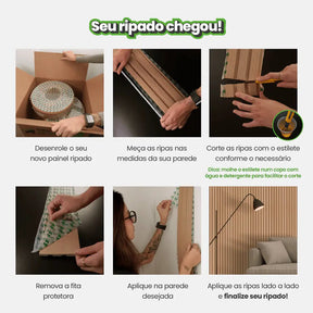 Meia Parede Ripada Autocolante Laminada | Linha Play +-Meu-Rodape--