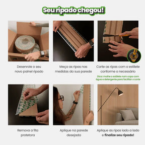 Meia Parede Ripada Autocolante Laminada | Linha Urban +-Meu-Rodape--