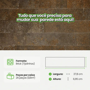 Revestimento Tijolinho Autocolante em Pedra Flexível-Meu-Rodape--