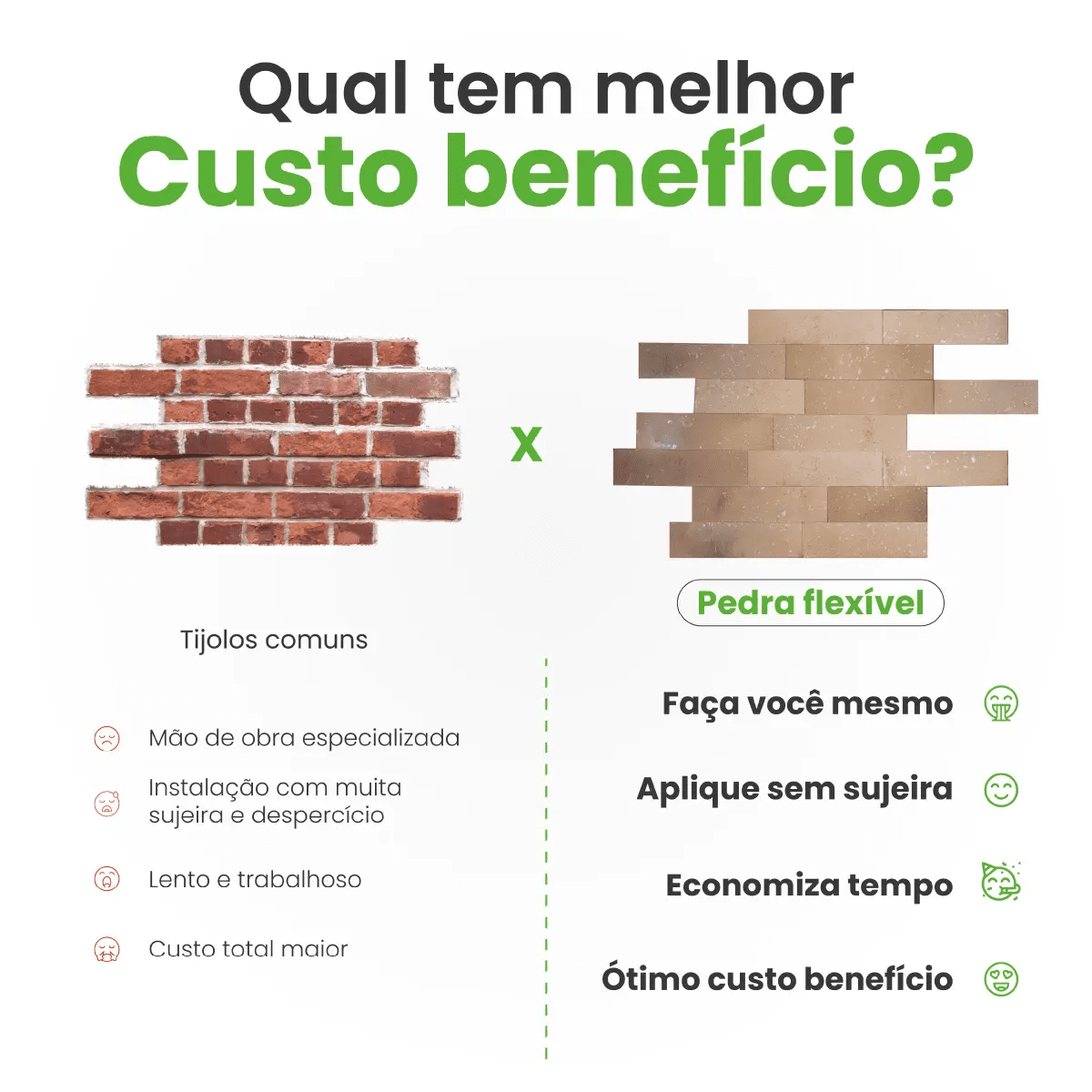 Revestimento Tijolinho Autocolante em Pedra Flexível - Meu Rodapé